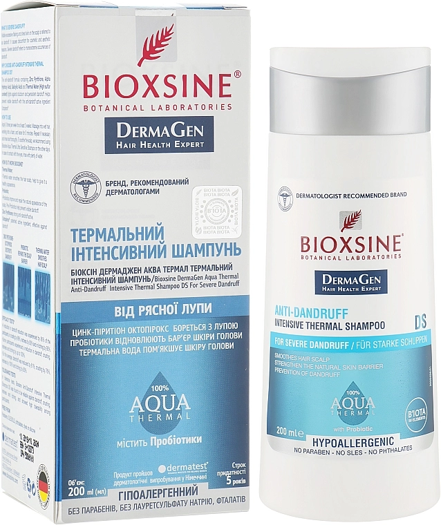 Biota Інтенсивний термальний шампунь для волосся Bioxsine Anti-Dandruff Intensive Thermal Shampoo DermaGen Aqua Thermal - фото N1
