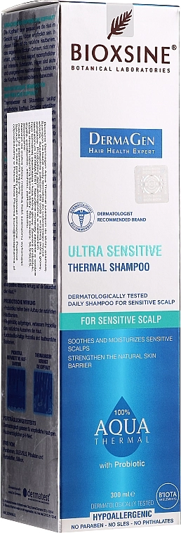 Biota Ультрачувствительный термальный шампунь для чувствительной кожи головы Bioxsine DermaGen Aqua Thermal Ultra Sensitive Thermal Shampoo - фото N3