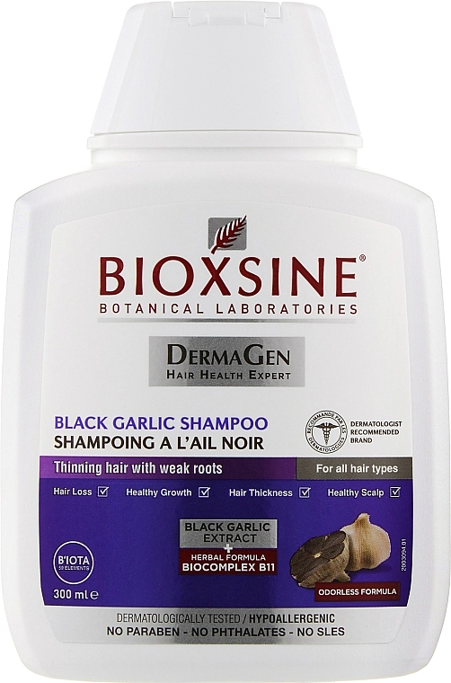 Biota Ежедневный шампунь против выпадения волос Bioxsine DermaGen Black Garlic Shampoo - фото N1