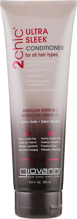 Giovanni Кондиционер для волос 2chic Ultra-Sleek Conditioner Brazilian Keratin & Argan Oil - фото N1