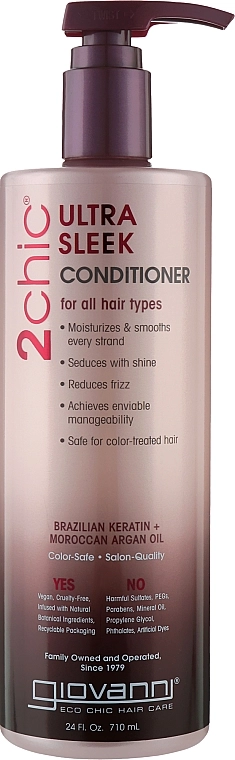 Giovanni Кондиціонер для волосся 2chic Ultra-Sleek Conditioner Brazilian Keratin & Argan Oil - фото N3