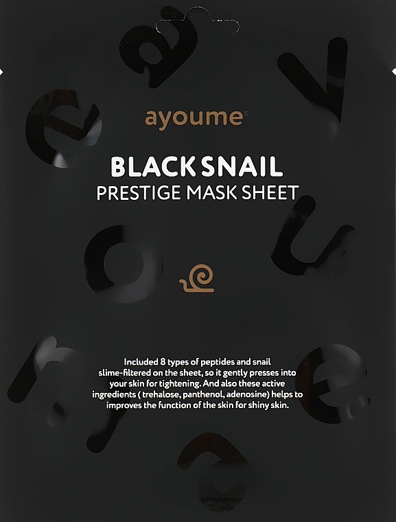 Ayoume Зволожувальна тканинна маска для обличчя з равликом Black Snail Prestige Mask Sheet - фото N1