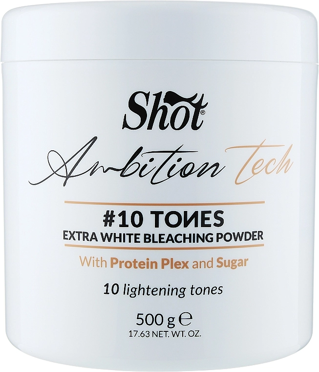 Shot Экстрабелый обесцвечивающий порошок для волос, 10 тонов Ambition Tech 10 Tones Extra White Bleaching Powder - фото N1