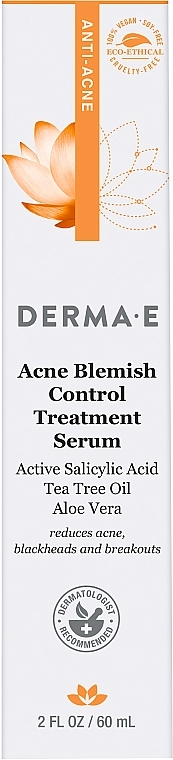 Derma E Сыворотка анти-акне противовоспалительная Anti-Acne Blemish Control Treatment Serum - фото N3