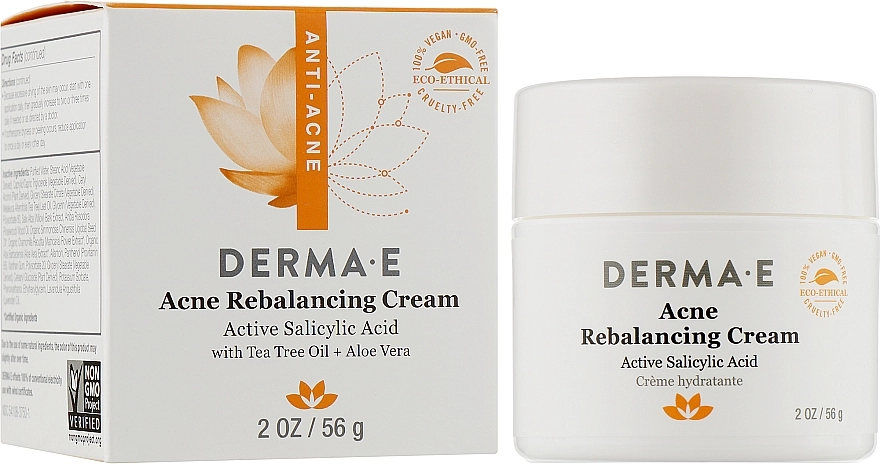 Derma E Зволожувальний крем з протизапальним комплексом Anti-Acne Rebalancing Cream Active Salicylic Acid - фото N2