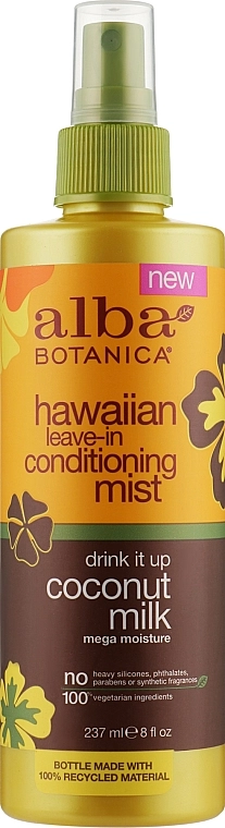 Alba Botanica Незмивний ультразволожувальний кондиціонер-спрей "Гавайський" Hawaiian Coconut Milk Leave-in Conditioning Mist - фото N1