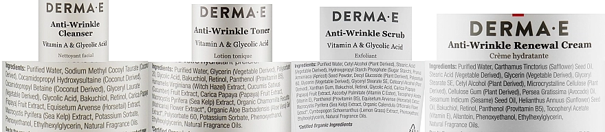 Derma E Набор Anti-wrinkle 35+ (f/clean/175ml + toner/175ml + f/scrub/113g + f/cr/113ml) - фото N2