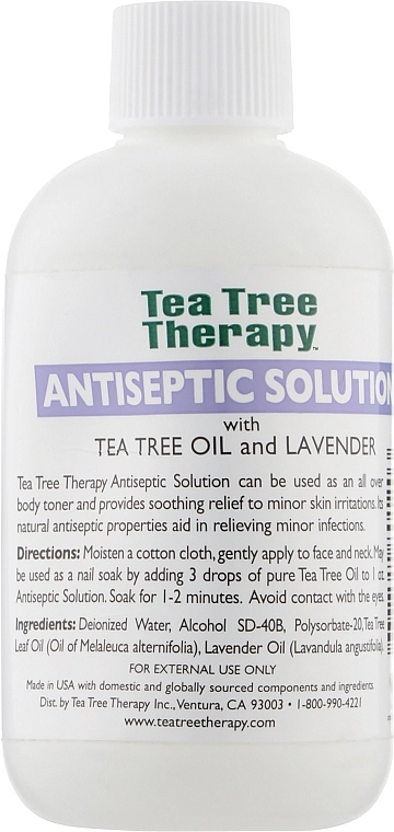 Tea Tree Therapy Антисептичний розчин з оліями чайного дерева та лаванди Antiseptic Solution With Tea Tree Oil And Lavander - фото N2