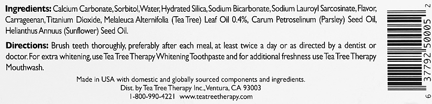 Tea Tree Therapy Зубная паста с пищевой содой Toothpaste With Baking Soda - фото N3