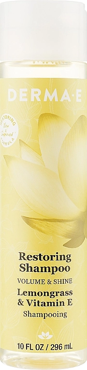 Derma E Відновлювальний шампунь з олією лемонграса й вітаміном Е Volume & Shine Restoring Shampoo - фото N1