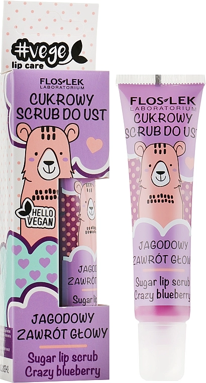 Floslek Цукровий скраб для губ "Божевільна чорниця" #Vege Lip Care Sugar Lip Scrub Crazy Bleuberry - фото N1