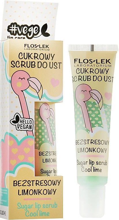 Floslek Цукровий скраб для губ "Антистресовий лайм" #Vege Lip Care Sugar Lip Scrub Cool Lime - фото N1