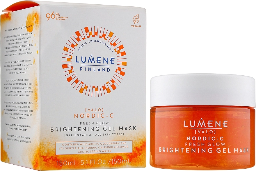 Lumene Осветляющая гелева маска для лица Valo Nordic-C Fresh Glow Brightening Gel Mask - фото N2