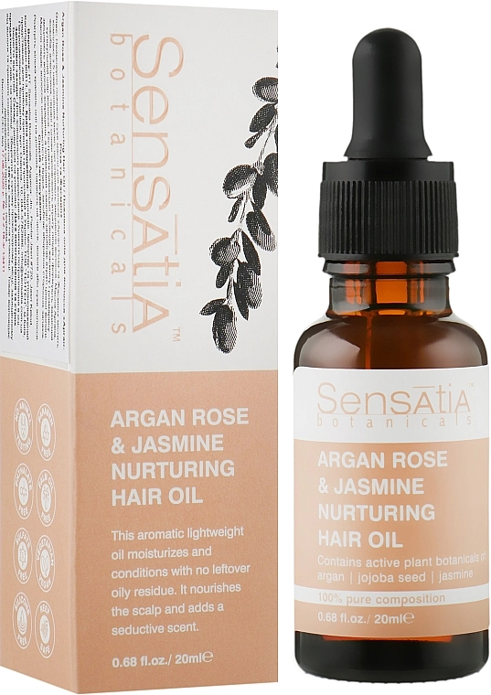 Sensatia Botanicals Питательное масло для волос "Арган-Роза и Жасмин" Argan Rose & Jasmine Nurturing Hair Oil - фото N1