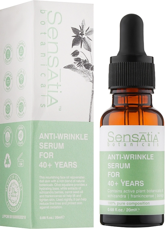 Sensatia Botanicals Сироватка для обличчя від зморщок 40+ Anti-Wrinkle Serum For 40+ - фото N2