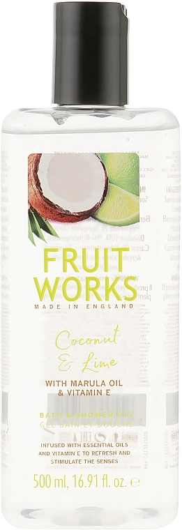 Grace Cole Гель для душа "Кокос и лайм" Fruit Works Coconut & Lime Body Wash - фото N1