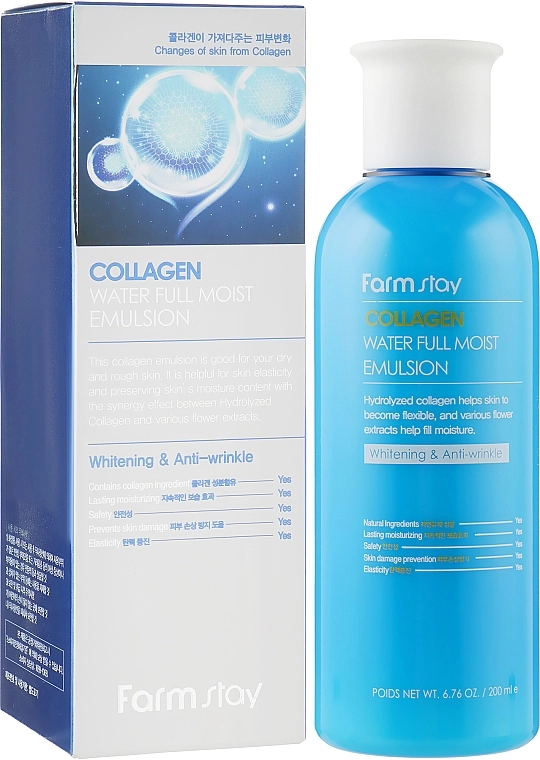 Увлажняющая эмульсия для лица с коллагеном - FarmStay Collagen Water Full Moist Emulsion, 200 мл - фото N1