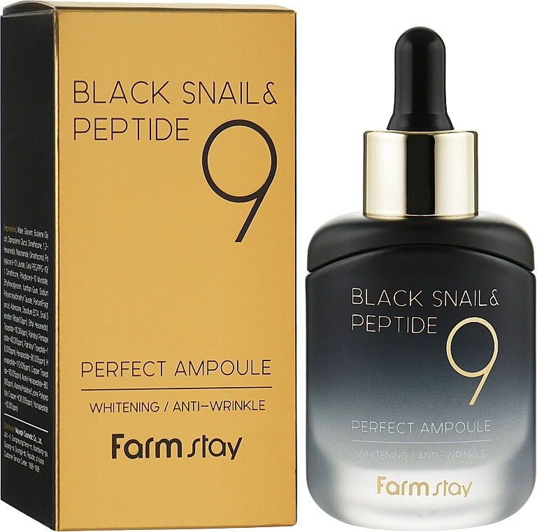 FarmStay Омолоджувальна сироватка з чорним равликом і пептидами Black Snail & Peptide 9 Perfect Ampoule - фото N2