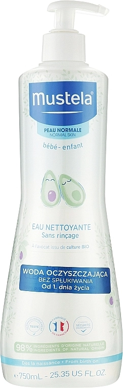 Mustela Очищувальна вода для тіла й обличчя Cleansing Water No-Rinsing With Avocado - фото N5