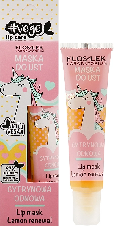 Floslek Маска для губ відновлювальна "Лимонна" Vege Lip Care Lip Mask - фото N1