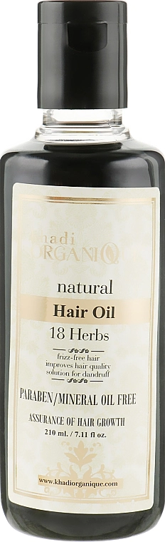 Khadi Organique Натуральна аюрведична олія для зміцнення, відновлення й росту волосся "18 трав" Natural Hair Oil 18 Herbs - фото N1
