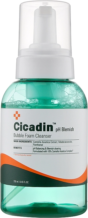 Пінка для вмивання з центелою азіатською - Missha Cicadin pH Blemish Bubble Foam Cleanser, 250 мл - фото N1