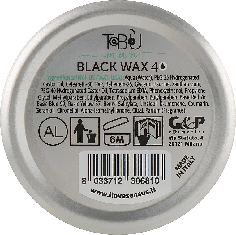 Sensus Черный воск для волос Tabu Black Wax 40 - фото N3