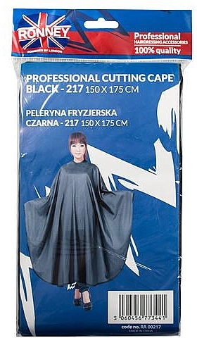 Ronney Professional Парикмахерская накидка, черная Cutting Cape - фото N1