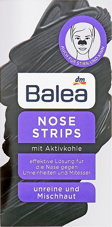 Balea Смужки для носа з активованим вугіллям Nose Strips - фото N1