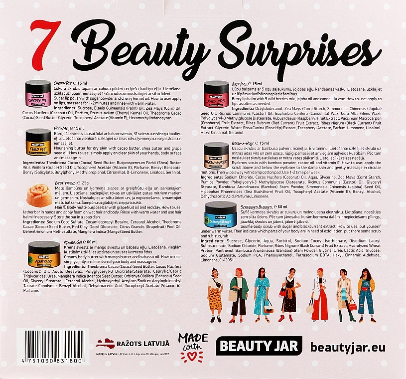 Beauty Jar Набір 7 Beauty Surprises (b/scr/60ml + b/cr/60ml + scr/15ml + b/butter/15ml + soap/25g + scr/15ml + l/balm/15ml) - фото N3