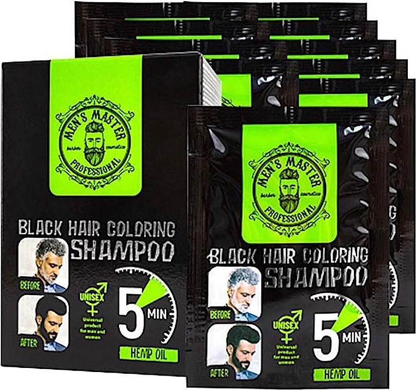 Men's Master Фарбувальний шампунь для волосся, для камуфлювання сивини Black Hair Coloring Shampoo - фото N1