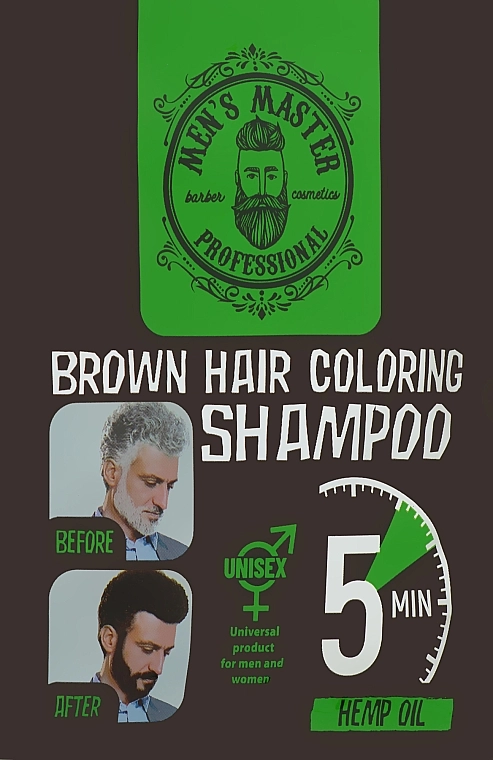 Men's Master Фарбувальний шампунь для волосся, для камуфлювання сивини Brown Hair Coloring Shampoo - фото N2