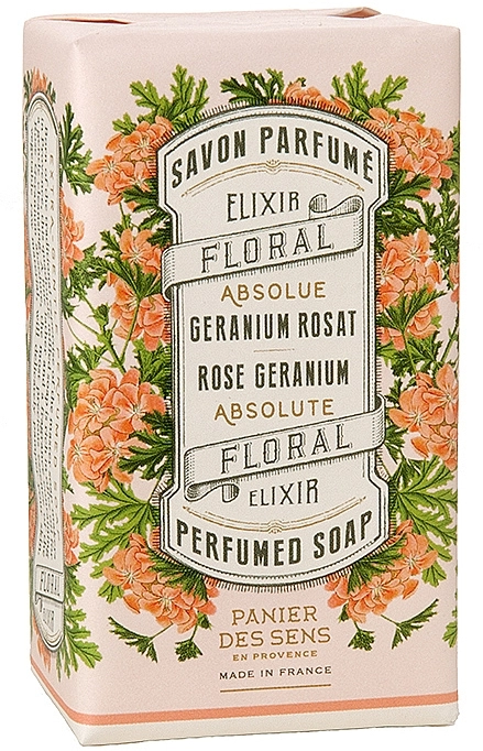 Екстра-ніжне рослинне мило "Герань" - Panier des Sens Rose Geranium Extra-gentle Vegetable Soap, 150g - фото N1