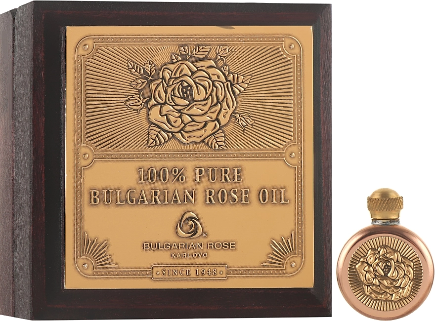 Bulgarian Rose Натуральное масло розы в деревянной коробке Oil - фото N2
