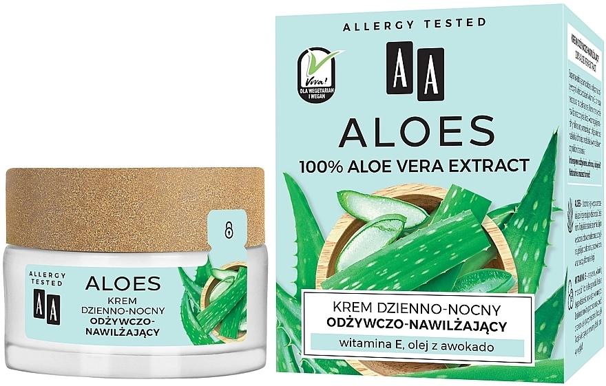 AA Крем для обличчя живильний і зволожувальний Cosmetics Aloes Day and Night Cream - фото N1