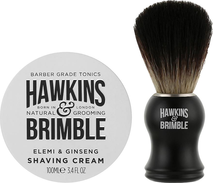 Hawkins & Brimble Набор Shaving Gift Set Silver (shaving/cr/100ml + acs/1pcs) - фото N2