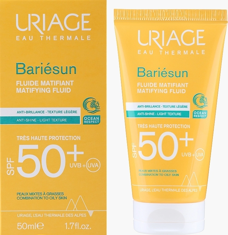 Uriage Солнцезащитный матирующий флюид Bariésun Mat Fluide SPF50+ - фото N2