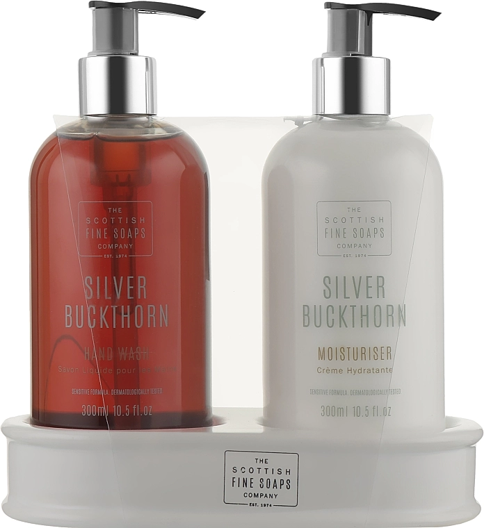 Scottish Fine Soaps Набор Silver Buckthorn Hand Care Set (h/wash/300ml + cream/300ml) - фото N1