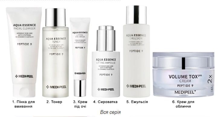Омолоджуючий та зволожуючий тонер з комплексом 9 пептидів - Medi Peel Peptide 9 Aqua Essence Toner, 250 мл