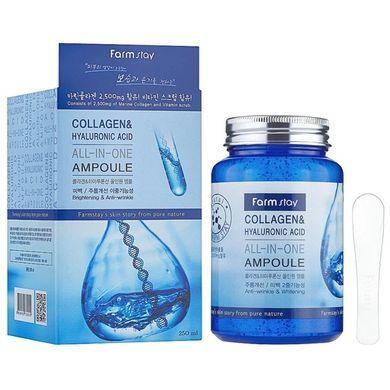 Сироватка для обличчя з колагеном та гіалуроновою кислотою - FarmStay Collagen & Hyaluronic Acid All-In-One Ampoule, 250 мл