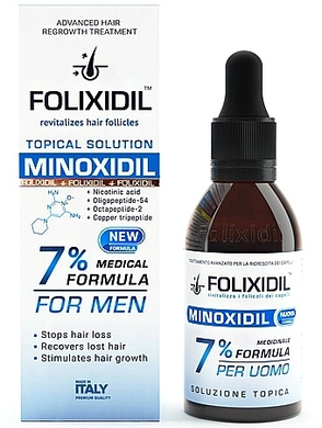 Лосьон против выпадения волос с миноксидилом 7% для мужчин FOLIXIDIL Minoxidil 7%, 60 мл