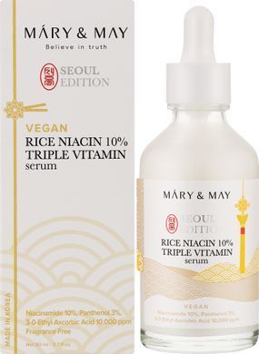 Осветляющая сыворотка для лица - Mary & May Rice Niacin 10% Triple Vitamin Serum, 80 мл