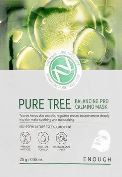Заспокійлива тканинна маска з екстрактом чайного дерева - Enough Pure Tree Balancing Pro Calming Mask, 25 г, 1 шт