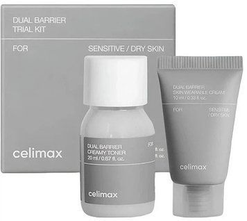 Міні-набір бар'єрних засобів з церамідами - Celimax Dual Barrier Trial Kit, тонер 20 мл + крем 10 мл
