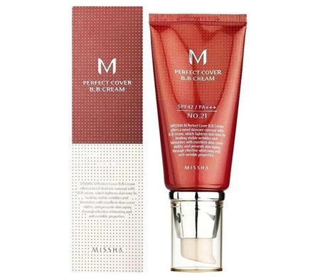 BB крем с идеальным покрытием - Missha Perfect Cover BB Cream SPF42/PA++, 21 тон - light beige, 50 мл