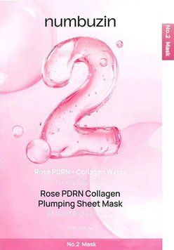 Тканинна маска для сяйва шкіри з трояндою - NUMBUZIN  No.2 Rose PDRN Collagen Plumping Sheet Mask, 1 шт