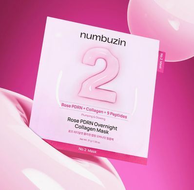 Маска ночная с коллагеном и PDRN - NUMBUZIN No.2 Rose PDRN Overnight Collagen Mask, 1 шт*37 г