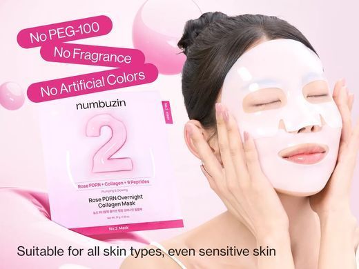 Маска ночная с коллагеном и PDRN - NUMBUZIN No.2 Rose PDRN Overnight Collagen Mask, 1 шт*37 г