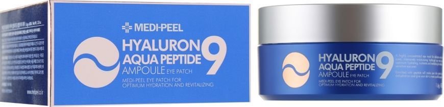 Глубокоувлажняющие гидрогелевый патчи с водорослями (синие) - Medi Peel Hyaluron Aqua Peptide 9 Ampoule Eye Patch, 60 шт