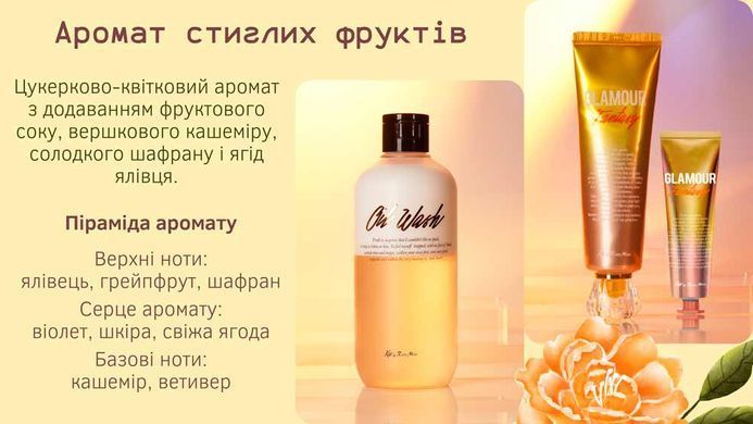 Гель для душа с ароматом спелых фруктов Kiss by Rosemine Fragrance Oil Wash Glamour Fantasy 300 мл
